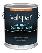 Valspar 8200 028.0082007.007 Cabinet, Door and Trim Paint Enamel, Water Base, Semi-Gloss Sheen, White Base, 1 gal